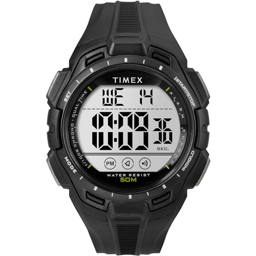 Timex Mens Digital 43mm Watch Black Strap Digital Dial Black Case - Image 1
