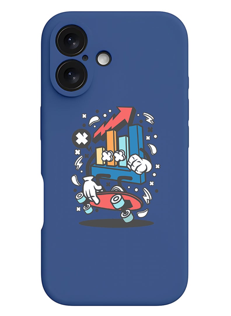 Theodor iPhone 16 Blue Protective Slim Fit Case Liquid Silicone Cover with Full Body Protection Anti-Scratch Shockproof Case For iPhone - Stocks Market - Image 1