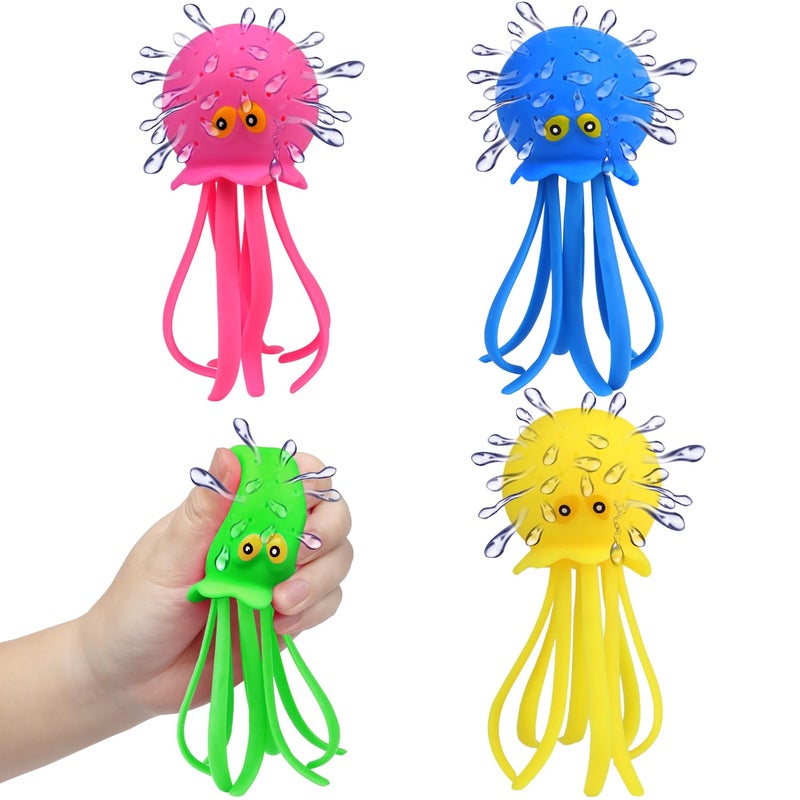 Auvitaya 4 PCS Octopus Water Balls Sensory Stress Relief Floating Pool Toys for Kids Water Splash Balls Toddler Swim Bath Toys Christmas Goodie Bag Fillers for Babies - Image 3