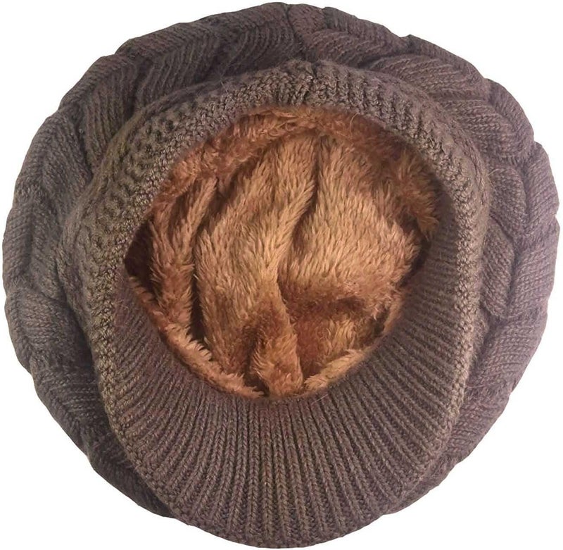 HINDAWI Women Winter Warm Knit Hat Wool Snow Ski Caps with Visor - Image 4