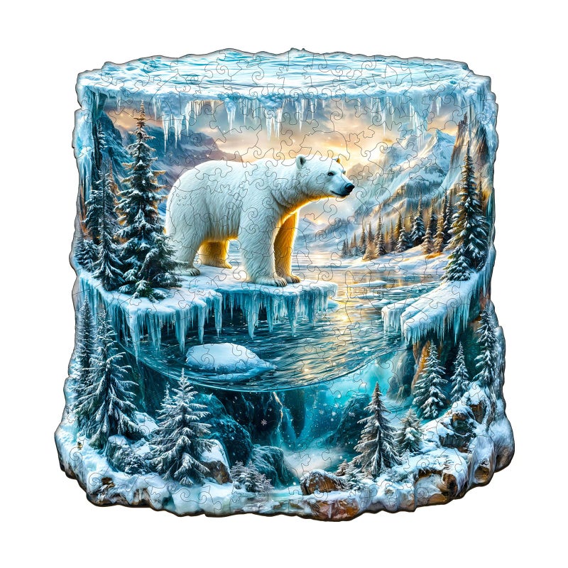 SECOGM Wooden Puzzles for Adults 500 Pieces Frozen Polar Bear Wood Puzzles Adult Unique Animal Shape Wooden Jigsaw Puzzles for Adults Birthday Gifts for Puzzle Lovers Family 173 173in - Image 3