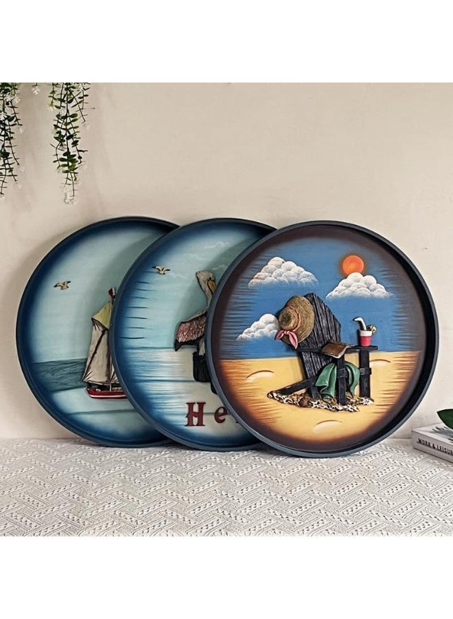 YINZUO لوحة إغاثة طيور البحر ثلاثية الأبعاد من الراتنج بأسلوب البحر الأبيض المتوسط، إطار زينة بحري معلق لمنزل الشاطئ، مطعم، ديكور ساحلي، ولمسة في غرفة المعيشة (تصميم 3) - Image 5