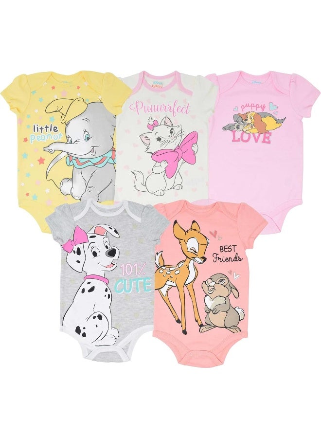 Disney Disney Classics 5 Pack Bodysuits Princesses 101 Dalmatians Dumbo Bambi Aristocats  - Image 1