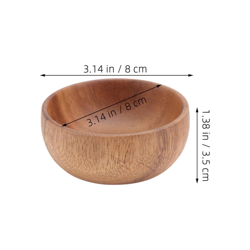 Small Acacia Wood Salad Bowl Set 2 Pieces 8x3 5cm Natural Wooden Serving Bowls Kitchen Dining - Image 3