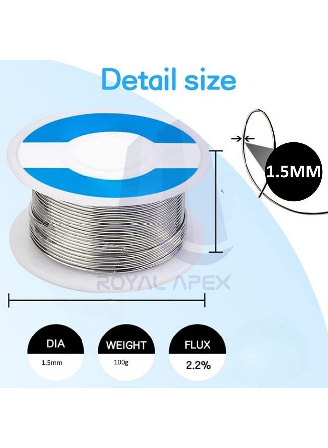 Royal Apex Lead-Free Soldering Wire With Rosin Core For Electrical Repairs, Diy, And Component Soldering (1.5Mm 100Gram) - Image 2