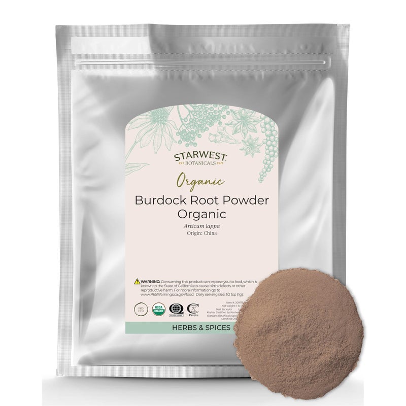 Starwest Botanicals Starwest Botanicals Burdock Root Powder Organic Natural Source of Antioxidants Loose Herb for Tea Rice Soup Stews Certified Kosher NonGMO Bulk 1 lb Bag 