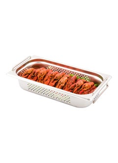 Restaurantware Restaurantware-One Third (1/3rd) Perforated Steam Table Pan - 2.5" Deep - Collapsible Handles - Anti Jam - Commercial Grade Stainless Steel - 1ct Box - Met Lux  - Image 2