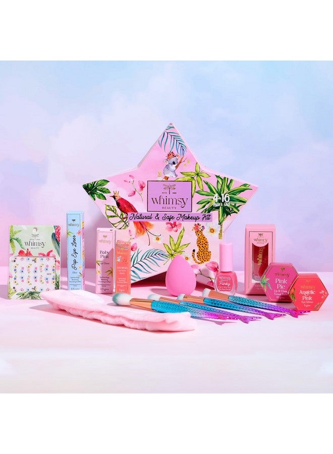 Whimsy 12-Piece Organic Makeup Kit for Girls & Teens|Real & Non-Toxic Beauty Set|Safe Toy Makeup with Lip Balm, Eye Glitter, Eyeliner, Lip Gloss & Mermaid Accessories|Birthday Gift for Kids 4-16 years - Image 1