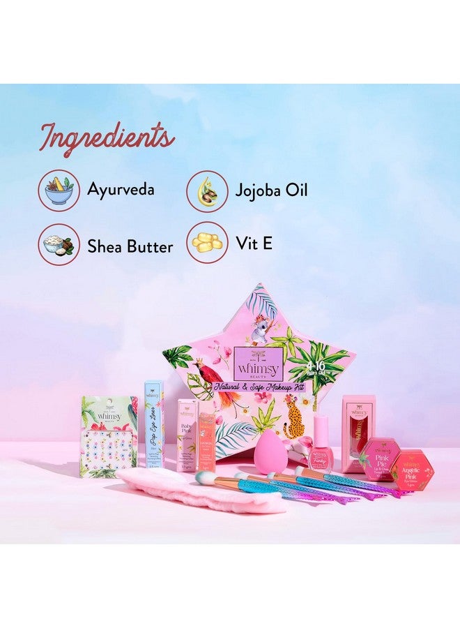 Whimsy 12-Piece Organic Makeup Kit for Girls & Teens|Real & Non-Toxic Beauty Set|Safe Toy Makeup with Lip Balm, Eye Glitter, Eyeliner, Lip Gloss & Mermaid Accessories|Birthday Gift for Kids 4-16 years - Image 2