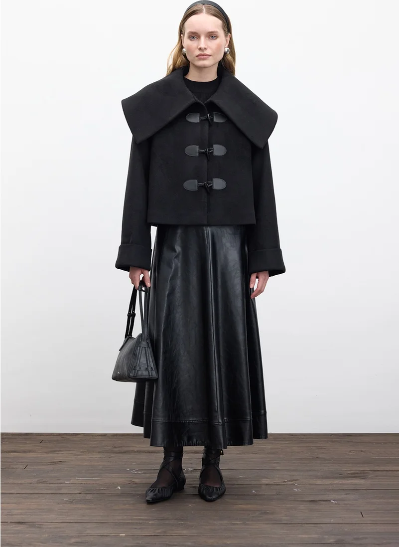 مانوكا Buckled Cashmere Coat Black