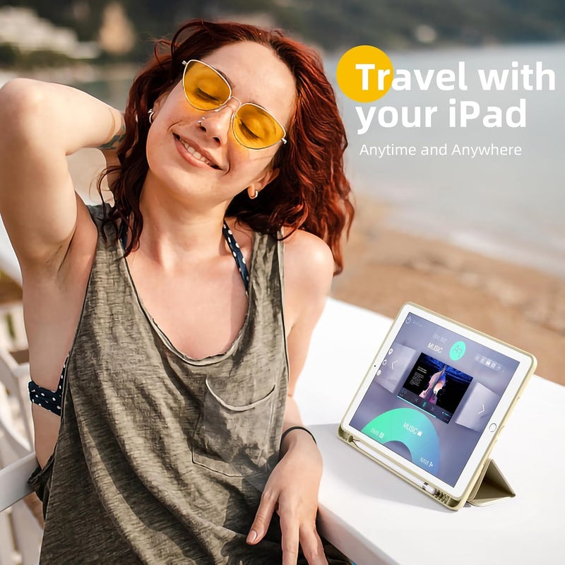 Akkerds Case Compatible with iPad 10.2 Inch 2021/2020/2019, for iPad 9th/8th/7th Generation Case with Pencil Holder, Protective Cover with Soft TPU Back, Auto Sleep/Wake, Starlight - Image 2