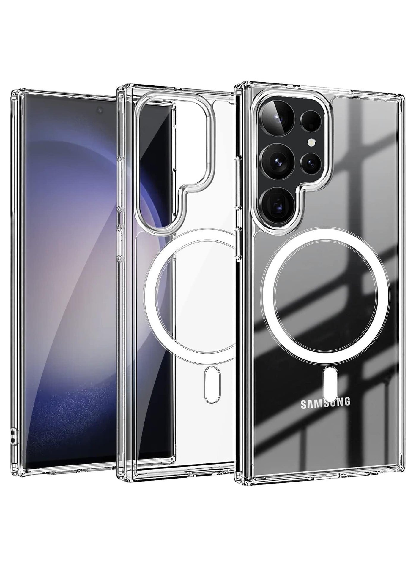 Bills Samsung Galaxy S25 Ultra Case MagSafe Cover, [S-Pen Supported], [Innovative iCrystal Tech], [MIL-Grade Protection], [Anti-Scratch], Magnetic Protective Slim Clear Transparent Case 6.9 inch
