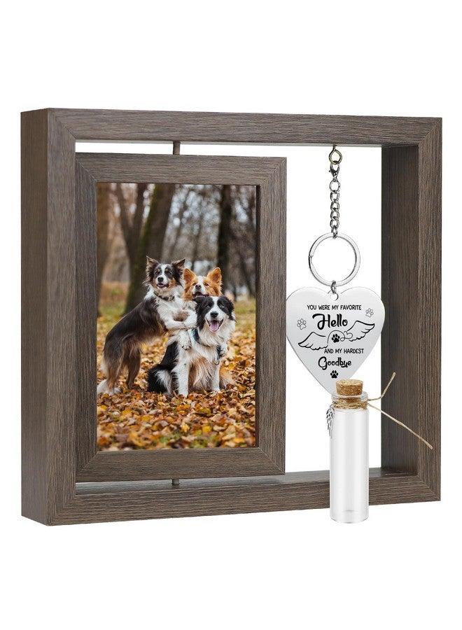 Malihome Pet Memorial Rotating Floating Picture Frame 4X6 Come With Pet Hair Memorial Glass Bottle Pet Loss Gifts Loss Of Cat Or Dog Sympathy Gift (You Were My Favorite Hello And My Hardest Goodbye) - Image 1