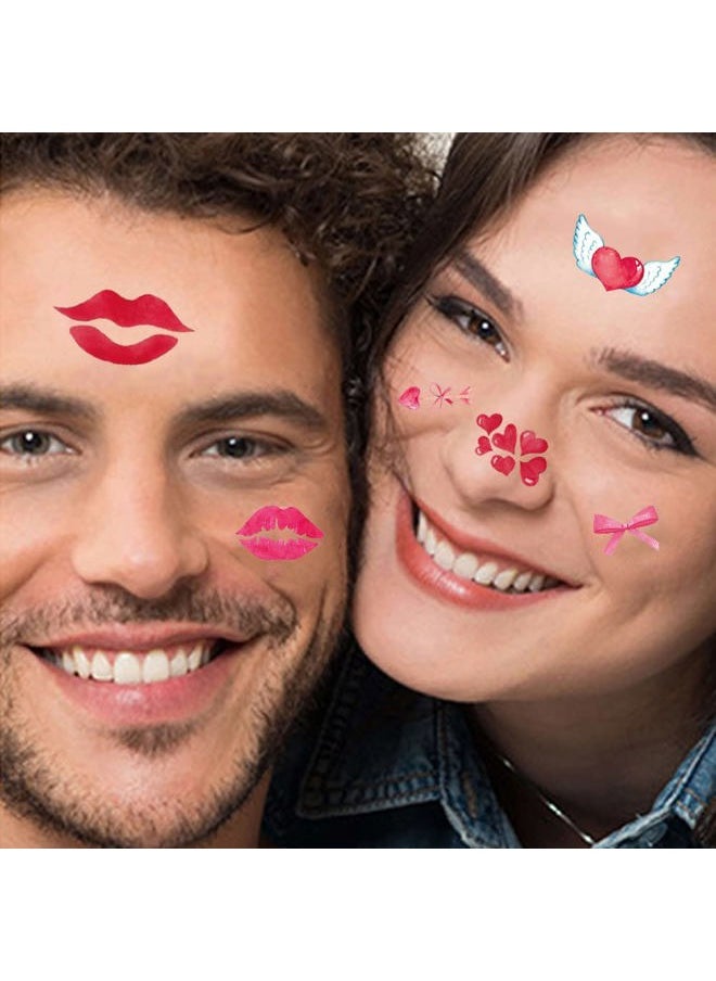 HOUSON Valentine's Day Tattoos Mother's Day Tattoos for Women Men Boys Girls Body Art Decoration Flower Lips Heart Balloon Gifts Stickers Temporary Tattoo Sticker Couple's Favors Decoration Supplies  - Image 2