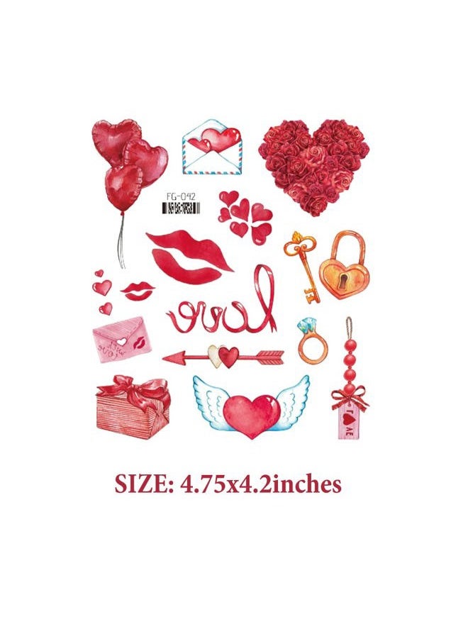 HOUSON Valentine's Day Tattoos Mother's Day Tattoos for Women Men Boys Girls Body Art Decoration Flower Lips Heart Balloon Gifts Stickers Temporary Tattoo Sticker Couple's Favors Decoration Supplies  - Image 5