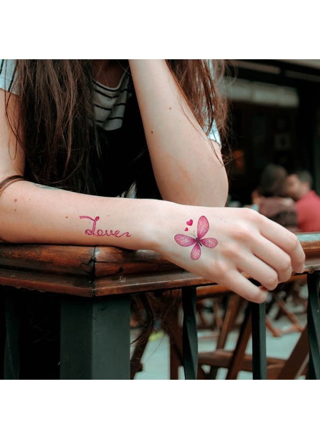 HOUSON Valentine's Day Tattoos Mother's Day Tattoos for Women Men Boys Girls Body Art Decoration Flower Lips Heart Balloon Gifts Stickers Temporary Tattoo Sticker Couple's Favors Decoration Supplies  - Image 4