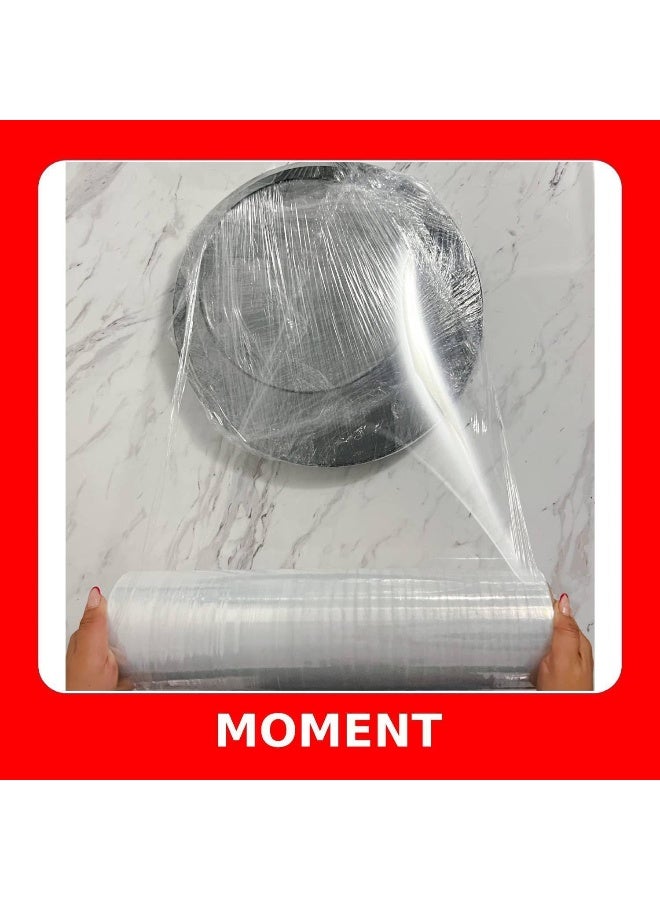 MOMENT [1 Roll] 1.5Kg Clear Stretch Film Wraps - 500Mm Heavy Duty Plastic Shrink Wraps For Pallet Wrap, Packing, Moving And Packaging - Cling Wrap, 1.5 Kg, 400G Core - Image 5