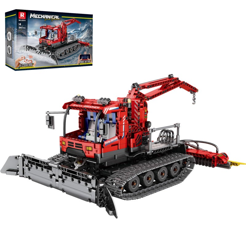 Reobrix Snow Groomer Building Blocks Set, RC Remote Control Snow Plow Toy, Truck Construction Vehicles Toy for Adults,Engineering Truck 22019, Birthday Gifts Ideas for Boys 14+ - Image 1