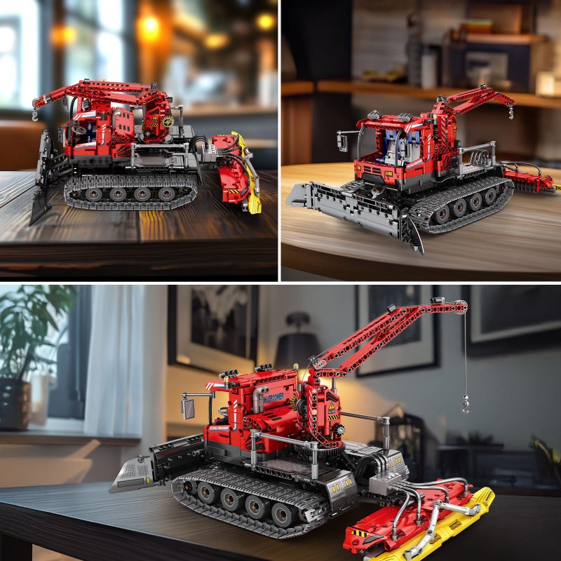 Reobrix Snow Groomer Building Blocks Set, RC Remote Control Snow Plow Toy, Truck Construction Vehicles Toy for Adults,Engineering Truck 22019, Birthday Gifts Ideas for Boys 14+ - Image 4