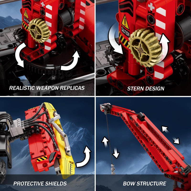 Reobrix Snow Groomer Building Blocks Set, RC Remote Control Snow Plow Toy, Truck Construction Vehicles Toy for Adults,Engineering Truck 22019, Birthday Gifts Ideas for Boys 14+ - Image 3