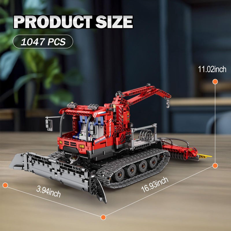 Reobrix Snow Groomer Building Blocks Set, RC Remote Control Snow Plow Toy, Truck Construction Vehicles Toy for Adults,Engineering Truck 22019, Birthday Gifts Ideas for Boys 14+ - Image 5
