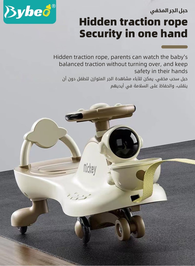 بيبو دراجة ركوب للأطفال، دراجة ملتوية سحرية للأطفال من سن 1 إلى 6 سنوات، سيارة أرجوحة ممتدة للأطفال، لعبة ركوب للأطفال الصغار، دراجة ملتوية بعجلات صامتة، أضواء، موسيقى ومسند ظهر، مناسبة للركوب مع الوالدين - Image 5