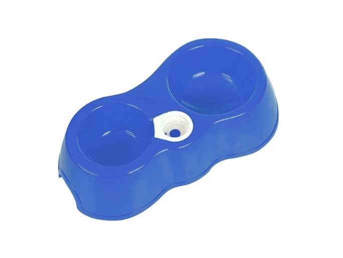 Small Plastic Bowl For Pets (Screw Cap for External Bottle) - Blue - Image 1