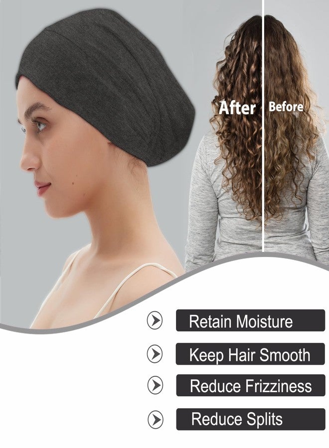 Roybens 2pcs Satin Bonnet for Sleeping Night Cap, Satin Lined Silk Bonnet Large Sleep Cap for Curly Braids Hair Beanie Black Women - Image 4