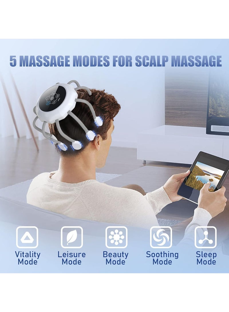 general Electric Head Massager, Smart Wireless 5 Modes, 14 Vibrating Contacts 360 Degree Vibrating Scalp Massager for Stress Relaxation and Tension, Better Sleep, Ideal Gift - Image 4