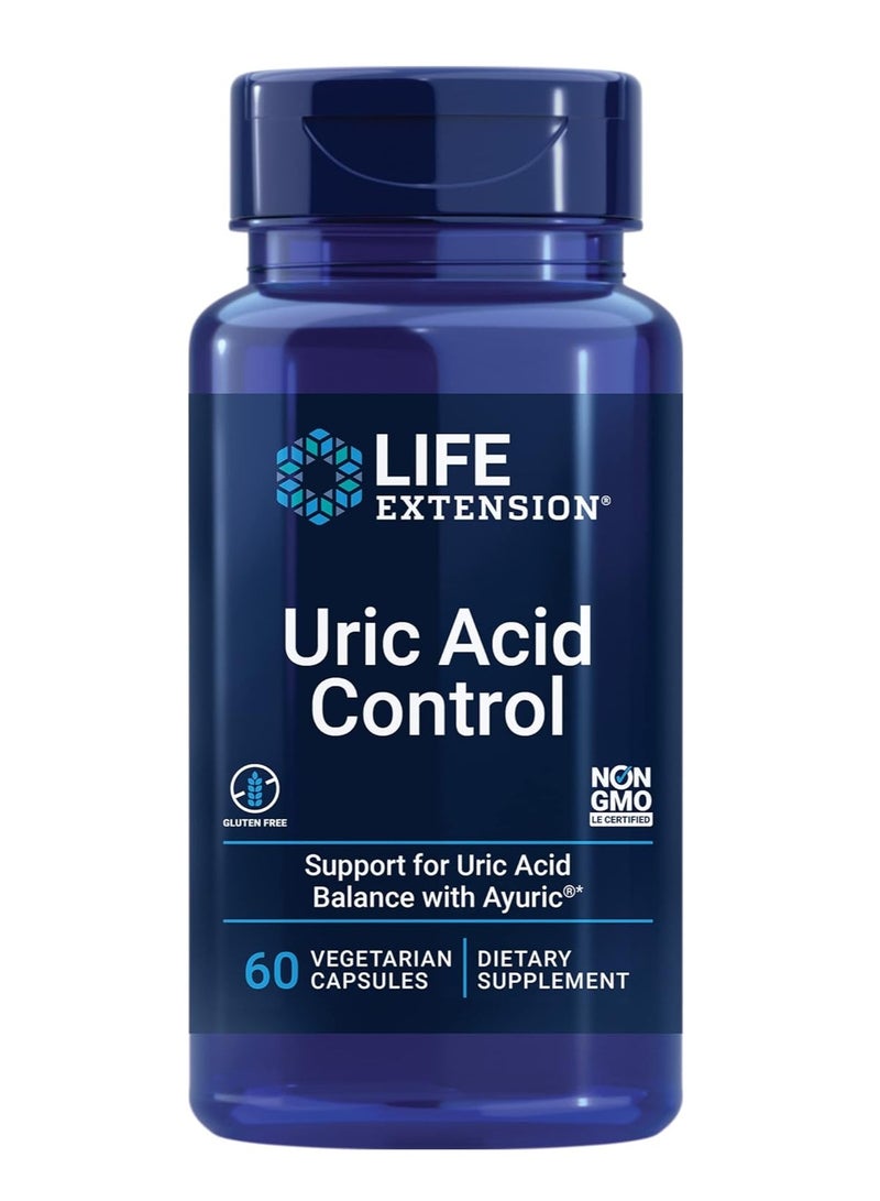 لايف إكستنشن مكمل غذائي للتحكم في حمض اليوريك، 60 كبسولة نباتية - يدعم توازن حمض اليوريك الصحي وراحة المفاصل - Image 1