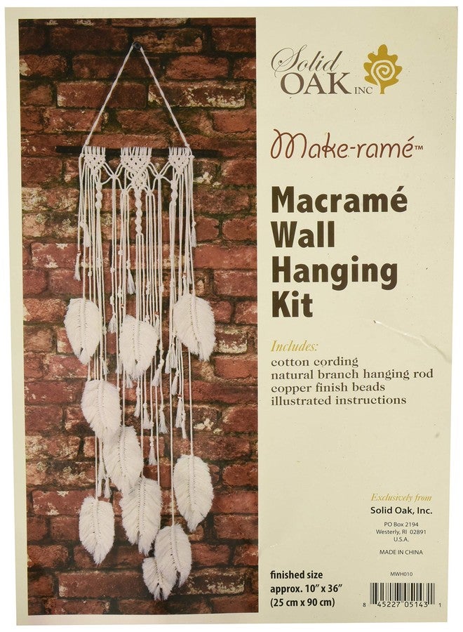 Solid Oak Macrame Wall Hanging Feather