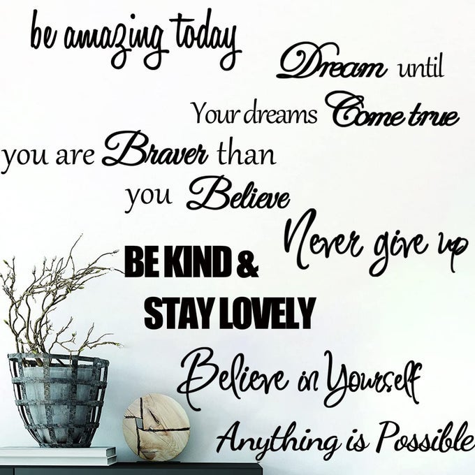 INSPIRATIONAL QUOTES MOTIVATIONAL SAYINGS WALL DECALS VINYL POSITIVE WORD WALL STICKERS FOR WOMAN GIRLS LIVING ROOM DECOR