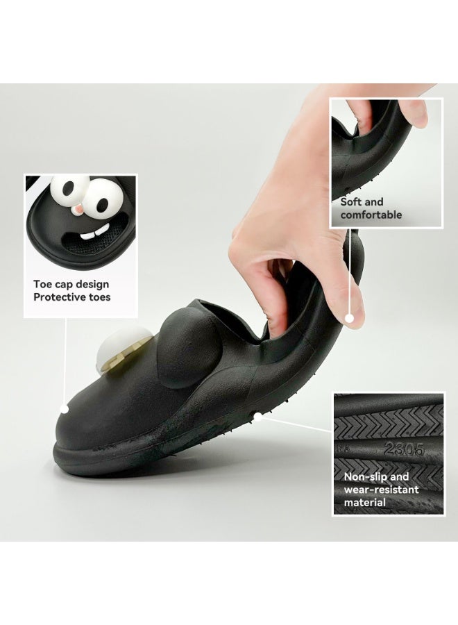 شبشب نسائي خفيف الوزن من PVC، نعل منزلق مريح وناعم، صندل سلايد للاستخدام في الحمام والدش والمنزل والخارج، لون أسود - Image 4