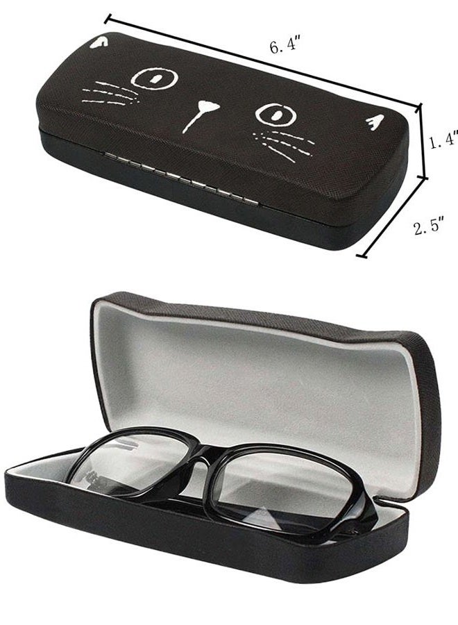JAVOedge [2 PACK], Pink and Black Cute Cat Face Printed Hard Clamshell Eyeglass Storage Case with Microfiber Cloth - Image 3
