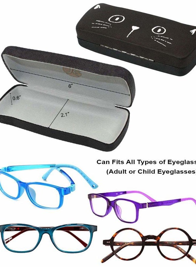 JAVOedge [2 PACK], Pink and Black Cute Cat Face Printed Hard Clamshell Eyeglass Storage Case with Microfiber Cloth - Image 5