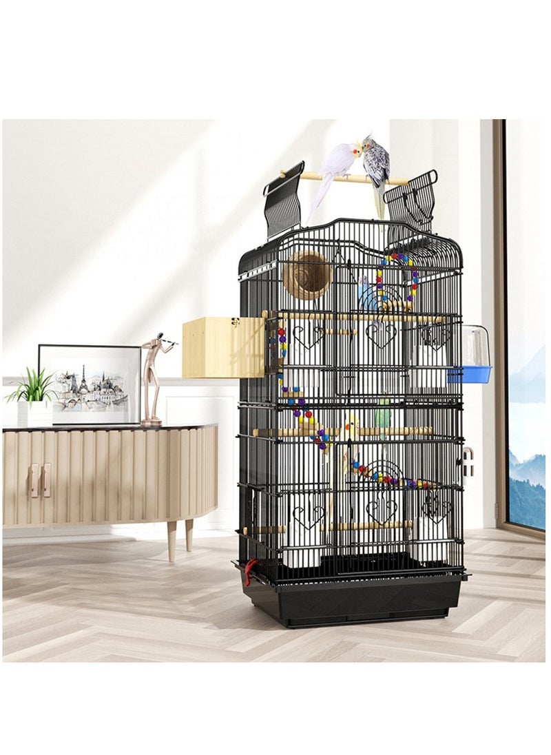 Arabest 107cm Roof Top Large Flight Parrot Bird Cage for Small Quaker Parrot Cockatiel Sun Parakeet Green Cheek Conure Budgie Finch Lovebird Canary Pet Bird Cage w/Toys  - Image 1