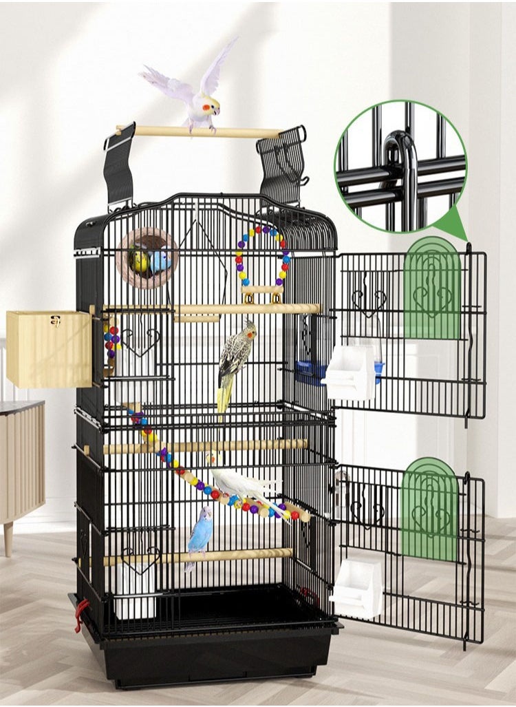 Arabest 107cm Roof Top Large Flight Parrot Bird Cage for Small Quaker Parrot Cockatiel Sun Parakeet Green Cheek Conure Budgie Finch Lovebird Canary Pet Bird Cage w/Toys  - Image 5
