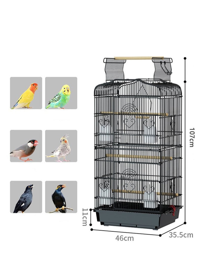 Arabest 107cm Roof Top Large Flight Parrot Bird Cage for Small Quaker Parrot Cockatiel Sun Parakeet Green Cheek Conure Budgie Finch Lovebird Canary Pet Bird Cage w/Toys  - Image 4