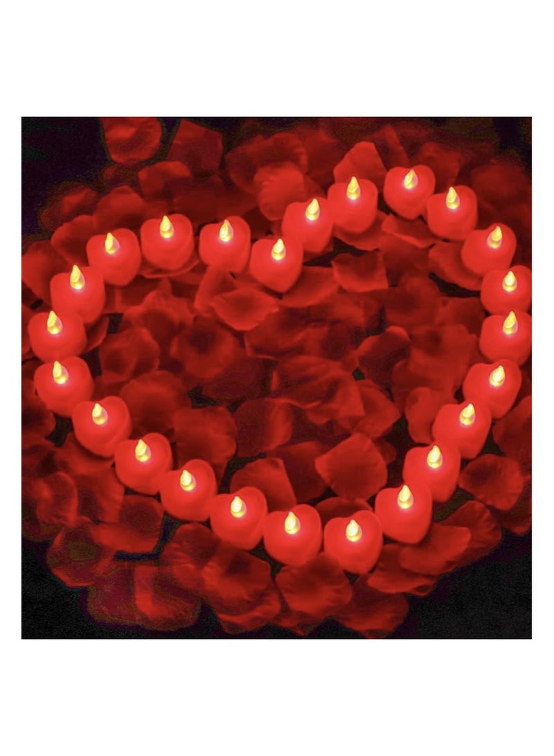 24 piece red color heart shape candles battery operated - Image 1