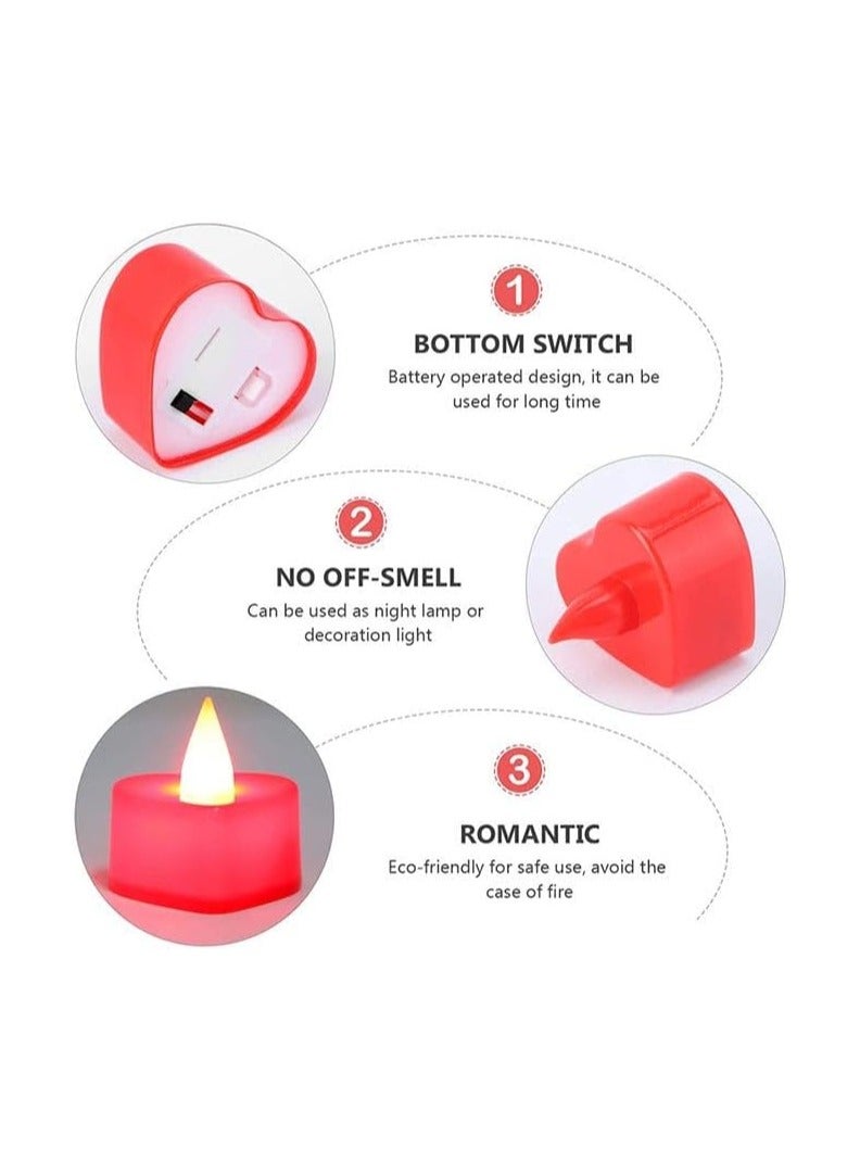 24 piece red color heart shape candles battery operated - Image 3