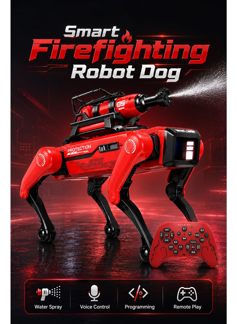 AI Smart Firefighting Robot Dog Toy – Remote Control Mechanical Dog with Water Spray, Voice Control, Programmable Actions, Music & Dance, LED Lights and Flexible Legs for Kids - Image 4