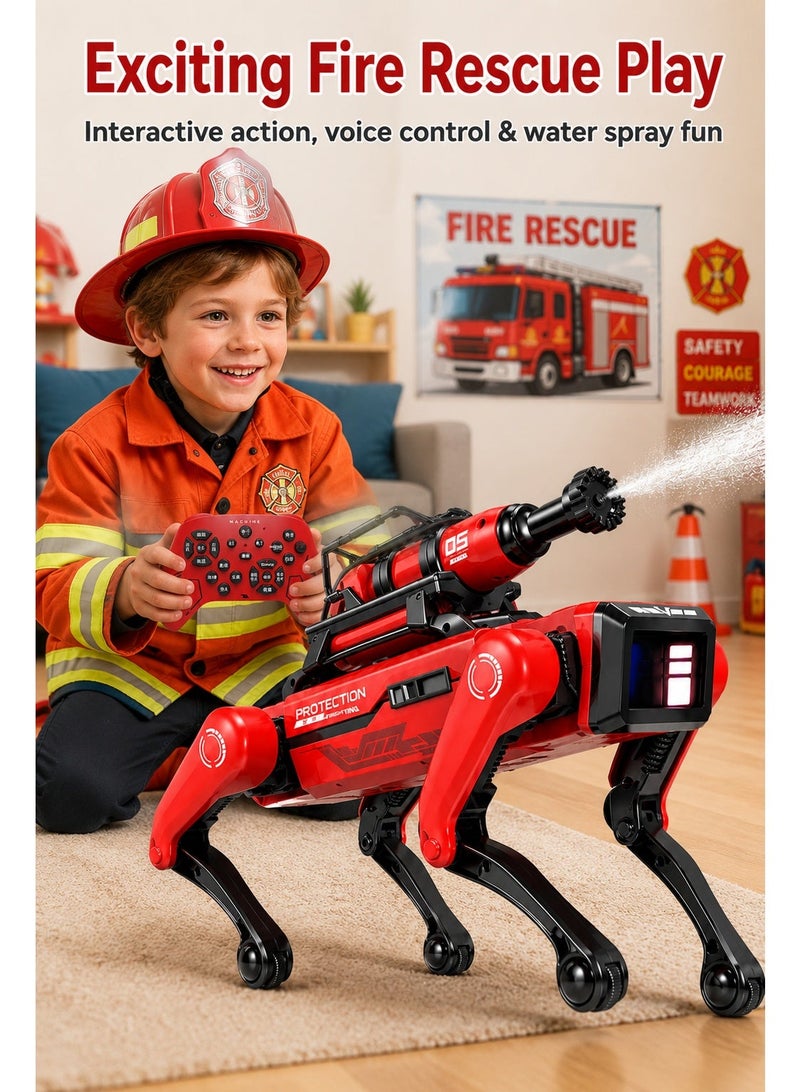 AI Smart Firefighting Robot Dog Toy – Remote Control Mechanical Dog with Water Spray, Voice Control, Programmable Actions, Music & Dance, LED Lights and Flexible Legs for Kids - Image 2