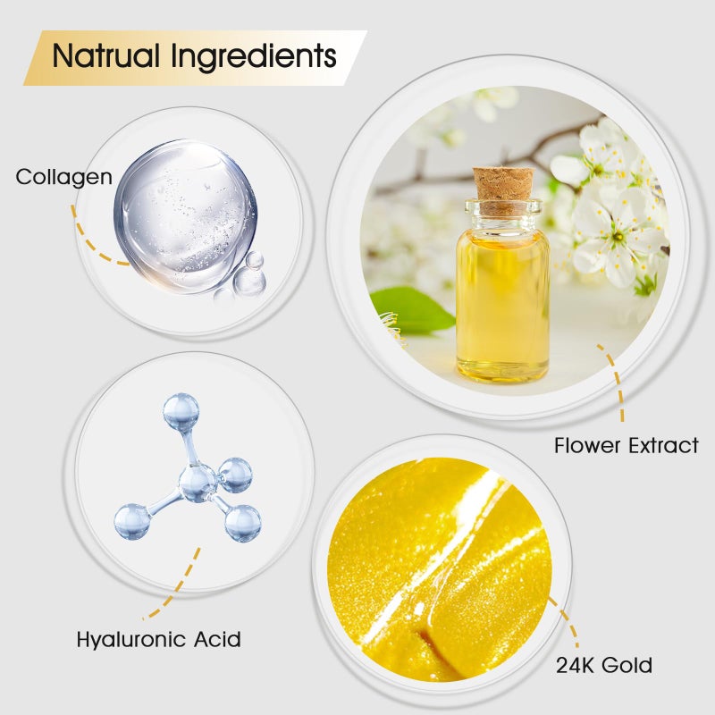 Adofect Under Eye Patches (30 Pairs)ï¼Œ24K Gold Eye Mask Collagen Eye Gel Mask with Collagen & Hyaluronic Acid for Puffy Eyes and Dark Circles, Skin Care for Men & Women Gift, Gold - Image 3