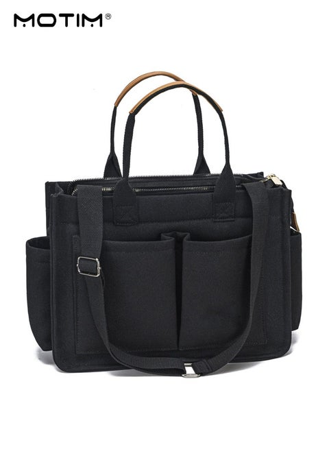 15.3 Inch Laptop Bag for Women, Multi-compartment  Messenger Shoulder Bag with Adjustable Strap, Briefcase Handbag for Business Travel