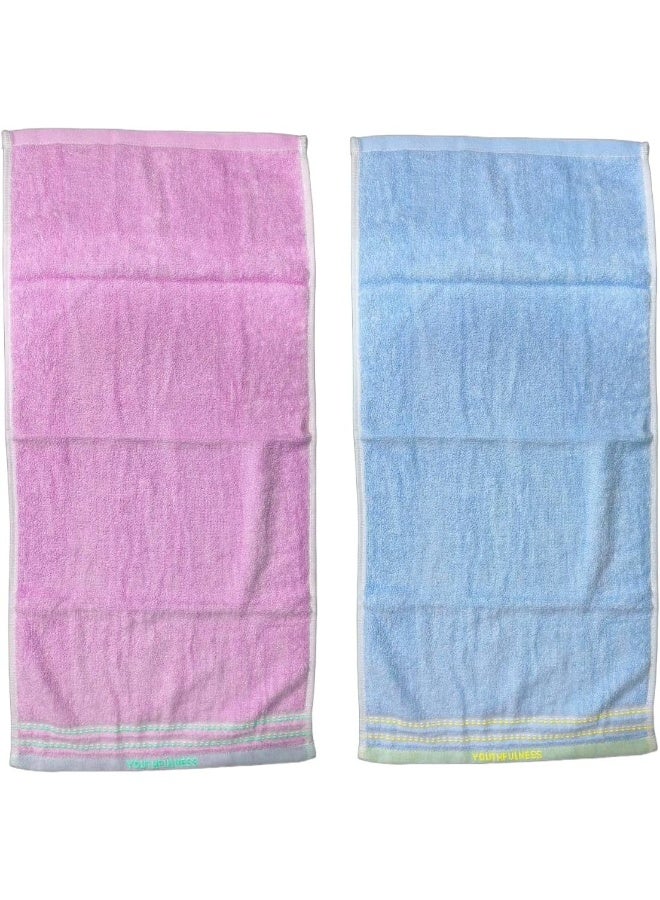 ECVV 2Pcs Quick Dry Bath Towel, Face Towel, Textured Striped Hand Towels Cotton Soft Absorbent Decorative Bath Hand Towel for Bathroom Kitchen 72 x 34 Cm, 2 Pieces - Image 5