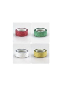 LGEGE 4 Rolls Glitter Washi Sticky Paper Rolls Masking Adhesive Tape Label Craft Decorative  - Image 2