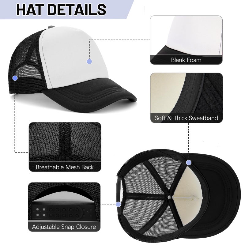 Ultrafun 10 Pack Trucker Hat Mesh Sublimation Blank Hats Adjustable Baseball Caps Hats for Men Women (Multicolor) - Image 3