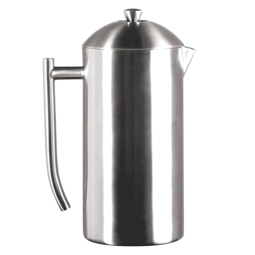 Frieling Coffee Press Stainless Steel French Press Coffee Maker - 44 oz, Brushed Stainless Steel - Double-Walled Insulated Zero Sediment Filter - For Home & Camping - Image 1