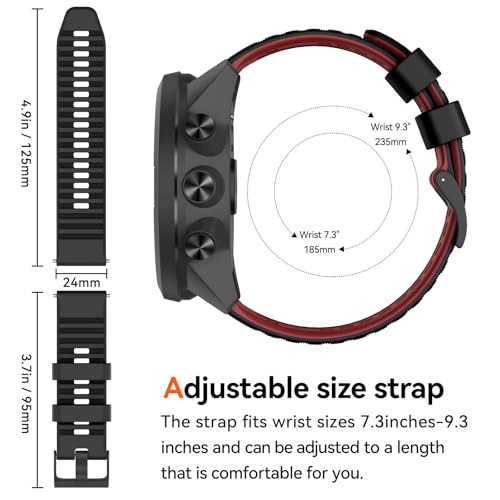MYSNBKN Compatible with Suunto 9 Baro Band 24mm Width Soft Watch Straps Sport Bands Replacement for Suunto 9/Suunto 7/Suunto D5 Smartwatches - Image 5