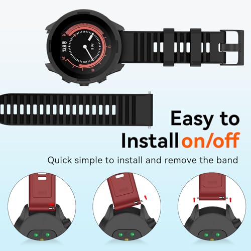 MYSNBKN Compatible with Suunto 9 Baro Band 24mm Width Soft Watch Straps Sport Bands Replacement for Suunto 9/Suunto 7/Suunto D5 Smartwatches - Image 3